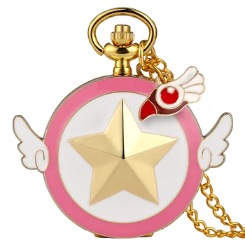 Frumoasă Fată Magie Caz Ceas De Buzunar Copiilor Sailor Moon Accesoriu Ornament Ceasuri Pandantiv Femei Subțire Lanț Colier Ceas
