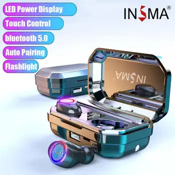 INSMA M12 4000mAh bluetooth 5.0 Stereo Wireless Căști Impermeabil Pavilioane Cu LED Sport Căști fără Fir Lanterna