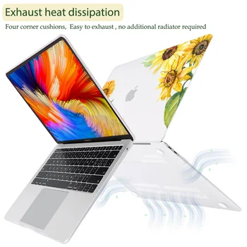 Flori Mat Imprimat de Plastic Greu de Caz pentru MacBook Air 13 inch 2020 A2179 A1932 A2337 husa pentru Laptop Pro 13 15 16 inch A2338 A2289