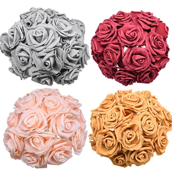 24buc 7cm Artificiale Buchet de Flori Spuma PE Rose Fals Flori Pentru Nunta, Petrecere de Aniversare Decor Consumabile Cadouri de Ziua Îndrăgostiților