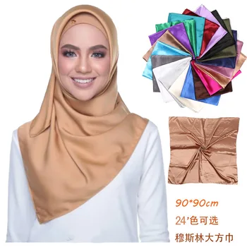2020 nou pătrat negru moale doamnei hijabs la modă și versatil șal culoare pură eșarfă voile femme musulmani 24 culori