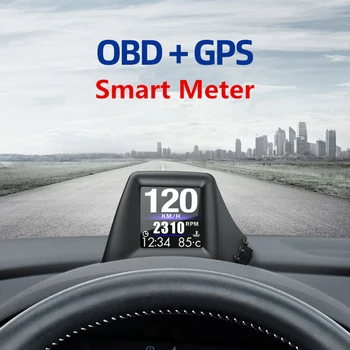 VODOOL Tensiune Ecartament Head Up Display AP-1 Smart OBD2 + GPS HUD Computer de bord Capitonaj Stâlp de Bord Vitezometru GPS KMH/MPH RPM