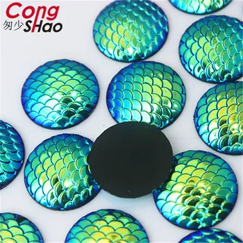 Cong Shao 100buc 20mm AB Colorate flatback cristale și pietre de Rășină Rotund solzi de Pește Stras ornamente DIY Rochie de Mireasa CS748