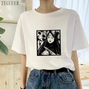 Tomie Junji Ito T-Shirt Femei Unisex Nou Design De Desene Animate Fata Tricou Topuri De Vara Maneca Scurta Alb Roz Vogue Vintage Tricou