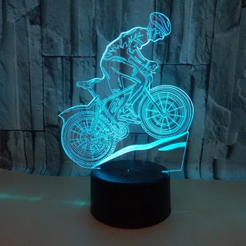 Mountain Bike 3d Lampa de Șapte Tactil color 3d Led Vizuale Lămpi de Masă Bicicleta Masă de Noapte Moderne Lampa de Birou