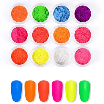 12 Culori Fluorescente Praf Unghii Neon Fosfor Colorat Unghii de Halloween Pigment Glitter 3D Luminoase, Decoratiuni