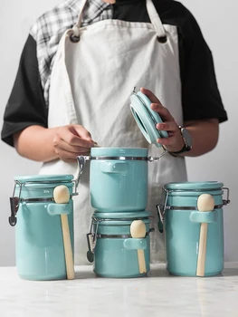 Creative ceramice mare de sigilat cutii cu capac de rezervor de stocare de ceai, cutii de depozitare a alimentelor sticla de cereale cutie borcane colectorului de bucătărie