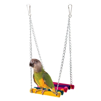 Păsări Papagal Jucării Suspendate De Păsări Colorate Din Lemn Leagăn Bell Păsări Papagal Mesteca Permanent Jucării Colivie Stinghii Decor