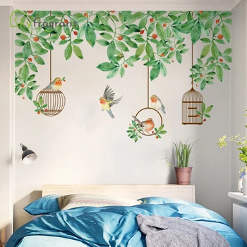 Mici proaspete de planta verde, dormitor, noptiera autocolant perete colivie auto-adeziv canapea camera de zi TV de fundal de decor de perete decor acasă