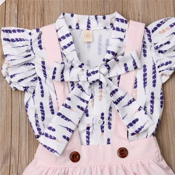 Emmababy 3PCS Copii Baby Girl Florale Topuri tricou+Suspensor Fusta Rochie de Costume de Haine