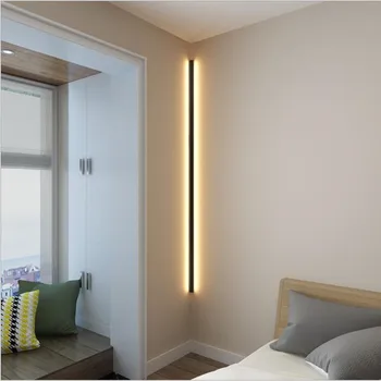 Nordic Minimalist Linie Lampă de Perete Colț de Perete LED Lampă Interioară Simplu Alb Negru Tranșee de Perete Scara Lampa de pe Noptiera pentru Dormitor