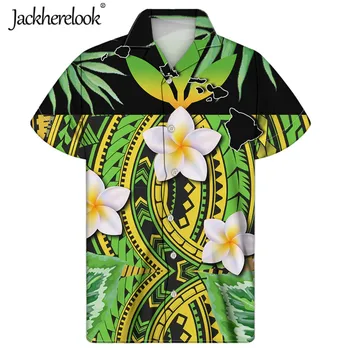 Jackherelook Polineziene Tradiție Tribală Florale Hawaiian Camasi Barbati de Vara Omul de Îmbrăcăminte pentru Bărbați Tropicale Topuri Tricou Plus Dimensiune