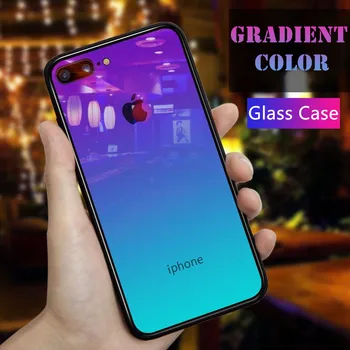 De lux Gradient Culoare Sticla de Caz Pentru iPhone 7 8 6 S 6S Plus Aurora Acoperire Pentru iPhone7 X XS MAX XR 8Plus Greu de Cazuri de Telefon