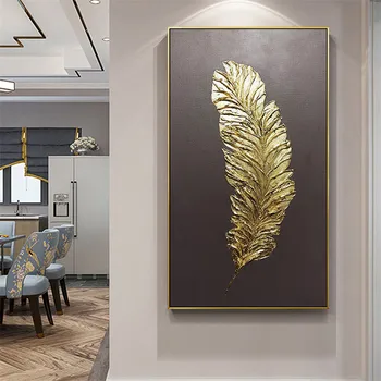 Pene de aur modern abstract 3D panza pictura pe perete acasă artă tabel de perete decor tablou pictura in ulei