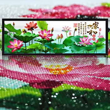 Stras imagine Completă Rundă de Foraj Speciale în Formă de Diamant Pictura Flori de Lotus DIY 5D cruciulițe decor acasă 