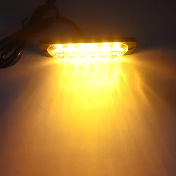 Auto-Styling 18W Alb Chihlimbar Lampa Flash Intermitent Auto Strobe de Urgență de Avertizare Lumina Bar 6 LED-uri Lumini de Parcare Nou Transport Gratuit