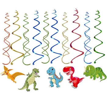 1Set Dinozaur Parte Perdeaua Vârtej Ghirlanda Copii Happy Birthday Tema Decoratiuni Lumea Jurassic Dino Copil de Dus Favoarea DIY Cadou