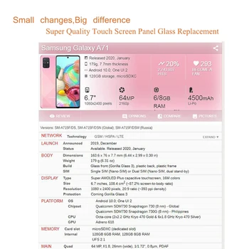 10buc/lot Pentru Samsung Galaxy A71 Ecran Tactil de Sticlă din Față LCD de pe Panoul Exterior de Afișare Obiectiv A71 A715 SM-A715F/DSN Fața Piese de Sticlă