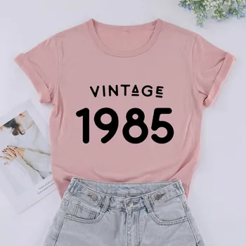 Vintage 1985 Tricouri Moda Bumbac Estetice Femei T-shirt Casual Amuzant 36 Petrecere de Ziua de Îmbrăcăminte O-Gat Maneci Scurte Sus Tees