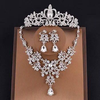 Mireasa Seturi de Bijuterii Perla Diademe și Coroane Set Colier si Cercei Cap de Bijuterii de Nunta Regele Regina Princess Crown Femei Partid