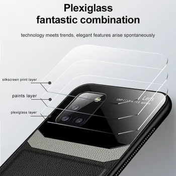 Pentru Samsung Galaxy A31 Caz PC Granulat din Piele rezistent la Șocuri Înapoi Caz pentru Galaxy A31 Oglindă de sticlă Silicon Caz de Telefon