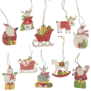 10 Buc Din Lemn De Crăciun Sania Bătrânul Cal Balansoar Decoratiuni Pentru Pomul De Mic Pandantiv