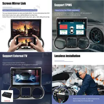 360Cameras Ecran IPS Pentru Jeep grand wrangler 2011 2012 2013 2016 Android 10 Player Multimedia Audio Radio Recorder