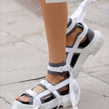 High Topuri Sandale de Vara Femei Platforma Liane 6CM Toc Pantofi Wedge Femeie Curea Glezna Sandalias Mujer Adidași