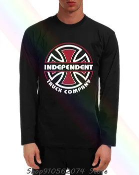 Independent de Camion Compania Itc Bauhaus Skateboard Negru Bărbați Gât Maneca Lunga T-Shirt