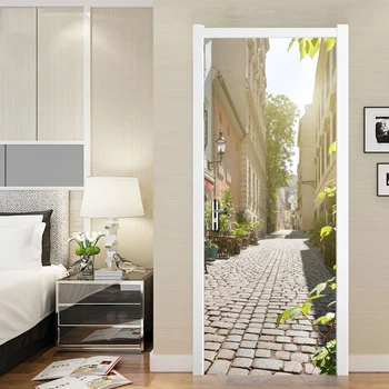 Personalizat Europene Street View Fotografie Tapet Camera De Zi Dormitor Baie Usi Autocolant Acasă Decorare Adeziv Rezistent La Apa Mural