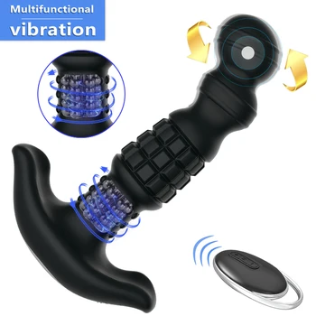 360 De Grade De Rotație Vibrator Anal Vibrator Sex Masculin, Prostata Pentru Masaj Vibrator Wireless Rotație Anal Plug Dilatator Mare Dop De Fund Sex Toy