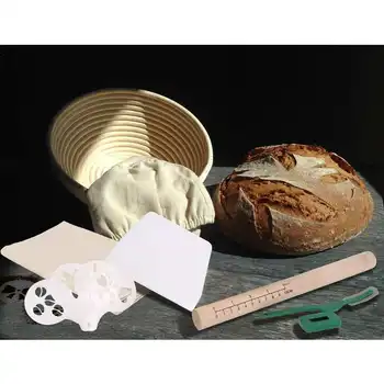 Bakeware Rattan Pâine Banneton de Verificare Coș Set cu Pâine Lame de Rulare Pin Rotund Coș de Fermentare Instrumente de Copt Kit