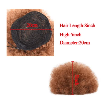 Sintetic Păr Afro Bun Scurt Pervers Temperatură Înaltă Cordon Coada de cal Clip-in Extensie de Păr de pe Puff Bun de Par Pentru Femei