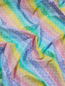 Curcubeu uimitoare Tesatura de Bumbac 7 Culori cu Buline Polychrom Multicolor Benzi DIY cusut de Îmbrăcăminte de Țesut Telas Mozaic