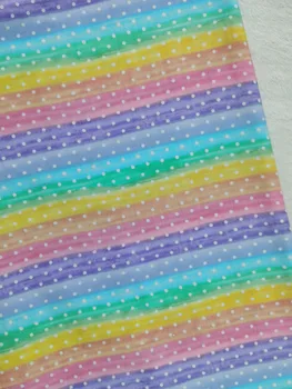 Curcubeu uimitoare Tesatura de Bumbac 7 Culori cu Buline Polychrom Multicolor Benzi DIY cusut de Îmbrăcăminte de Țesut Telas Mozaic