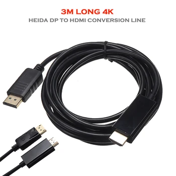 Noul 4K Displayport 1.2 DP sex Masculin la HDMI de sex Feminin 1080P Convertor Cablu Adaptor pentru PC, Laptop, Negru Conector Audio Cabluri de 3M