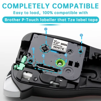 Absonic 6PCS tze221 Etichetare Benzi Tze-221 Pentru Brother tze 221 9mm Negru pe Alb pentru Brother P-Touch PT-D210 D600 Label Maker