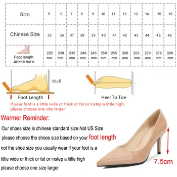 Noi Casual de zi cu Zi Femeile Pompe Stilet Tocuri inalte 7.5 cm Culoare Solidă Birou Zână Stil Nou Pantofi de Înaltă Calitate, de Mari Dimensiuni 35-46