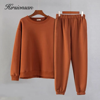 Hirsionsan Iarna Sweatershirt Femei 2020 Nou Casual Trening Seturi de Moda Bumbac Solid Hanorace coreean Moale pantaloni de Trening pentru Doamna
