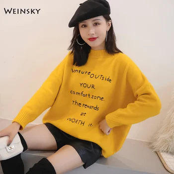 Femei Lână Pulover Tricotate Și Pulovere De Moda Coreeană Stil Pulovere Iarna Și Toamna Anului 2019 Noi Doamnelor Galben Și Roz Pulover