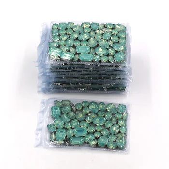 Noi en-Gros de 5 saci de forma mixta de Măsline verzi pietre de Rășină de bază de argint coase pe pietre pentru accesorii de Îmbrăcăminte