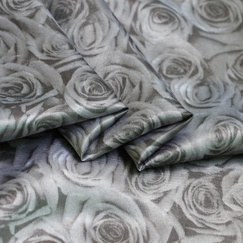 De Metru Grey Rose Florale Din Satin Tesatura Charmeuse Pentru Pijama Rochie Camasa Eșarfă Captuseala