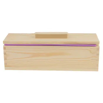 DIY Săpun Manual Mucegai Silicon - Dreptunghiular Săpun Mucegai cu Cutie de Lemn si Lemn cu Capac - violet + lemn, 900ml