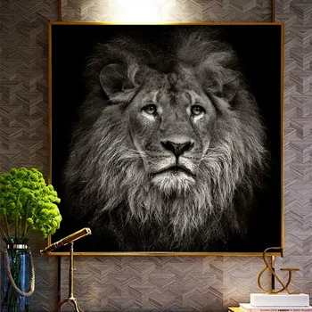 Decorative Cap de Leu Africa Animale salbatice Pictura in Ulei pe Panza, Postere, Printuri Cuadros de Arta de Perete Imaginile Pentru Camera de zi