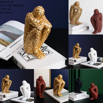 Rășină Caracter Statuie Decor Acasă Figurina De Colectie Sculptura Bookend De Sine Statatoare Meșteșugul Desktop Cameră De Studiu Cadou Ornament
