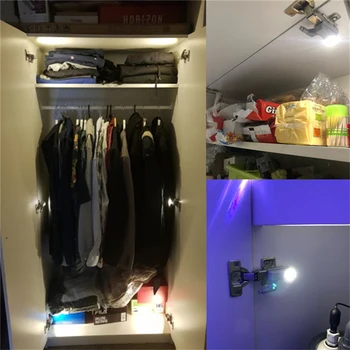 10buc Smart Home Cabinetului Condus de Lumină Dulap 0,3 W Dulap Dulap Ușă Balama Interioară Lampă de Noapte pentru Bucatarie Dormitor cu Baterie