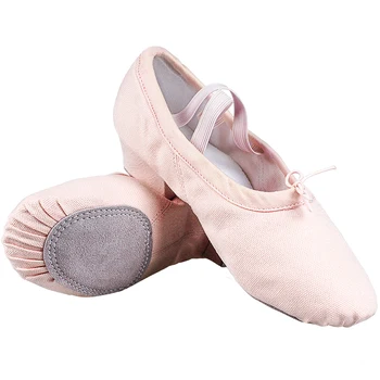 Femei Pantofi de Balet pentru Copii Fete de Balet, Dans Pantofi cu Talpă Moale Tocuri Joase Jazz Dans Pantofi Roz/Negru pentru Femei Exercitarea Pantofi