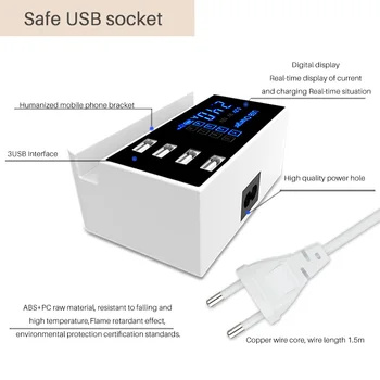Telefon Stander 4 porturi USB Încărcător Rapid Stația de Încărcare Hub Smart Desktop Power Adaptor de Priza pentru Telefon Tableta Xiaomi Samsung S9