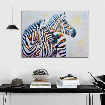 RELIABLI de ARTĂ pline de culoare Zebra Poster Panza Pictura Arta de Perete Pentru Camera de zi Animale Postere Si Printuri Moderne, Decor Acasă