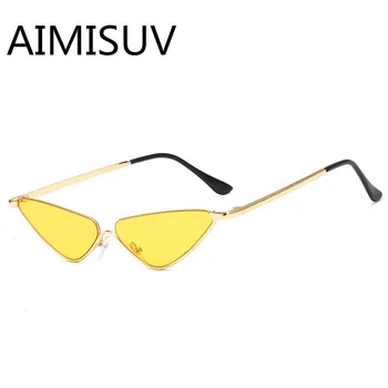 AIMISUV Retro Mic Ochi de Pisica ochelari de Soare Pentru Femei Brand Designer de Metal Cadru Jumătate Umbra Triunghi Vintage sex Feminin Eyeglasse